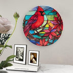 Decorative Plates, Cardinal Bird Stained Glass Design Ceramic Dinner Plate Home Wobble-Plate with Display Stand, Wall Hanging Decor for Dining Room Kitchen Household 8 Inch, Gifts for Loss of Loved