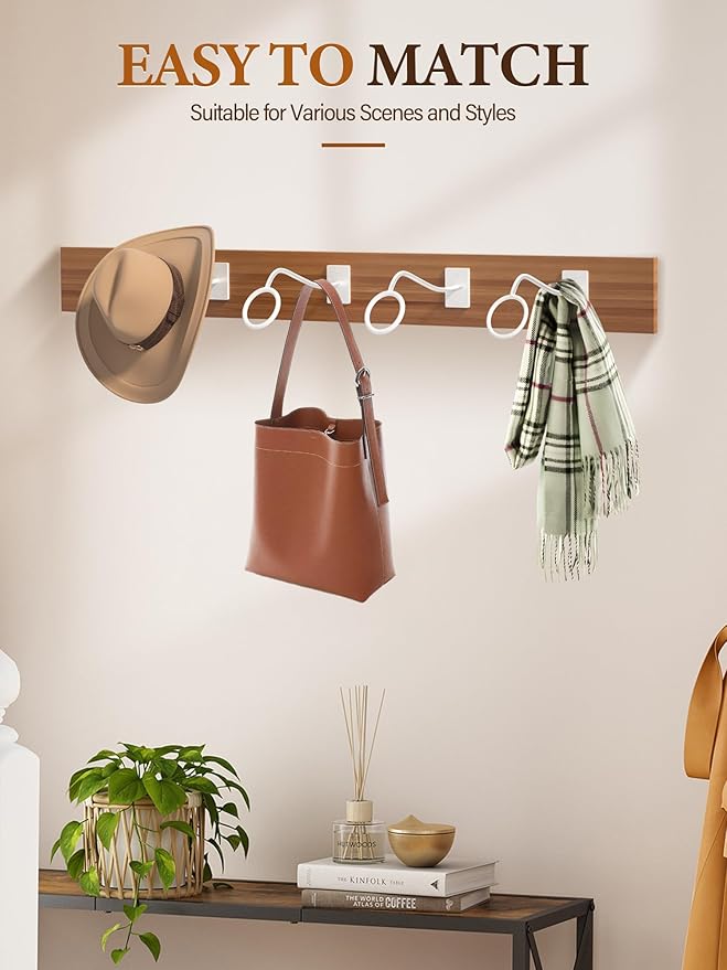 Cinati Cowboy Hat Rack for Wall, 4 Pack Cowboy Hat Holder Wall Mount, Western Rustic Metal Cowboy Hat Hanger, Hat Hooks for Cowboy Hat, Fedora, Sun Hats,Wide Brim Hat Organizer White