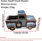 Creative Small Truck Flower Pot, Home Decor Collectible Vehicles Vintage Mini Car Statue Farmhouse Truck Decor Table Top Decor Little Blue Truck for Props Gifts