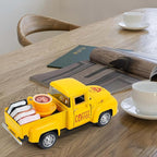 Vintage Mini Metal Pickup Truck with The Coffee Decor and The 4 Books,for Home Farmhouse Kitchen Decor & Coffee Decorations (Coffee-Yellow)