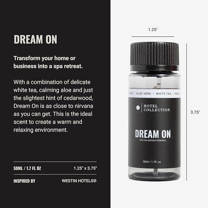 Hotel Collection Diffuser Oil-Dream On Pro-Pod-Aromatherapy Essential Fragrance-Luxury Hotel Inspired-White Tea, Cedarwood & Amber-50ML 1.7 Fl oz