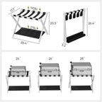 2 Pack Luggage Rack, Folding Luggage Rack for Guest Room, White Bamboo Suitcase Stand Holds up to 131 lb, Luggage Stand with Storage Shelf for Hotel, Bedroom