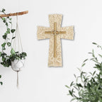 Grace4Joy Wedding Wall Cross, 10 Inches Marriage Prayer Wall Decor Religious Wedding Gifts, Hand Painted Faith Hope Love Cross Unique Gifts for Anniversary, Newlyweds Couple(Gold/Silver)