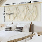 IOWER Macrame Wall Decor 75" W x 35" L Extra Large Macrame Wall Hanging Craftsmanship Boho Wall Decor
