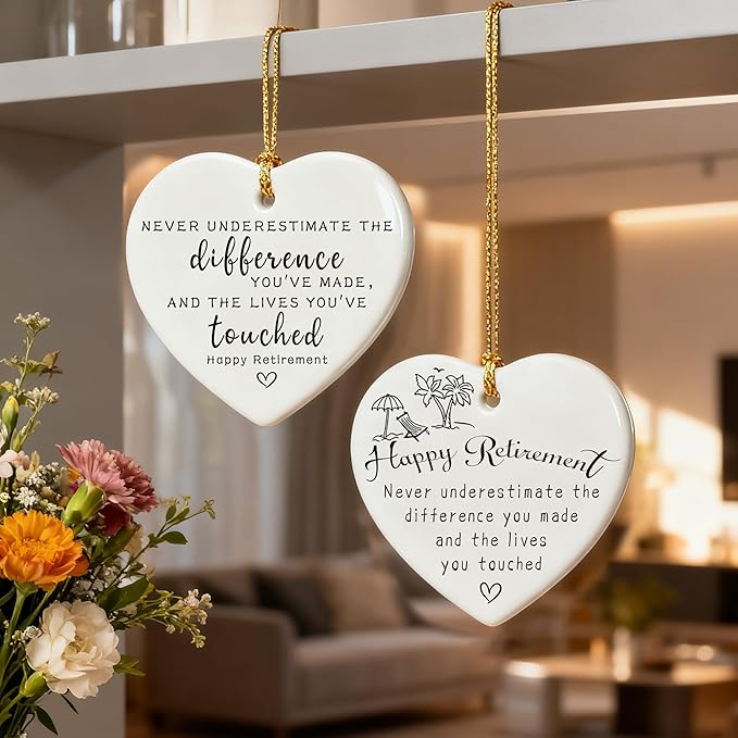 Never Underestimate The Difference You’ve Made, and The Lives You’ve Touched - Appreciation Gifts, Retirement Gifts for Women, Men, Coworker, Boss, Employee, Teacher, Nurse | Heart Christmas Ornament