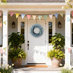 26 Inch Spring Wreaths for Front Door, Large Artificial Forsythia Flowers Wreath, Spring Summer Floral Wreath All Season for Home, Wall, Window, Porch, Wedding, Farmhouse Decor (Blue)