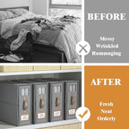 8 Pack Foldable Bed Sheets Set Organizers and Storage(King & Queen Size),Linen Fabric Closet Organizers with Window,Folding Bedding Storage Box for Bedsheets and Pillow Cube Organizer-Gray