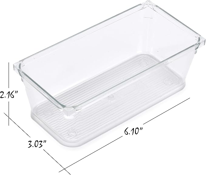 Masirs Clear Drawer Organizer - Easily Organize and Customize the Layout of Drawers. Great for Office Desk, Utensils, Cosmetics and Makeup. (8-Piece Set)