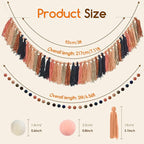 2pcs Longer Fall Tassel Garland, Pom Pom Tassel, Felt Ball Garland, Thanksgiving Wall Hanging Party Decorative Banner Pastel, Home Decoration Wedding Birthday Baby Shower