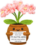 Wavwavw Coworker Leaving Gifts for Women Men, Positive Flower Doll Crochet with Card Funny Farewell Going Away Goodbye Gifts for Coworkers Employee Teacher Friends Retirement(Cute Style)
