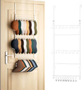 HapiRm Over Door Hat Rack - 3 Tier Wall Mounted Hat Organizer with 16 Hooks and 10 Movable Clips, Baseball Cap Organizer Storage Holds up to 26 Caps for Door, Bedroom, Closet USPTO Patent Pending