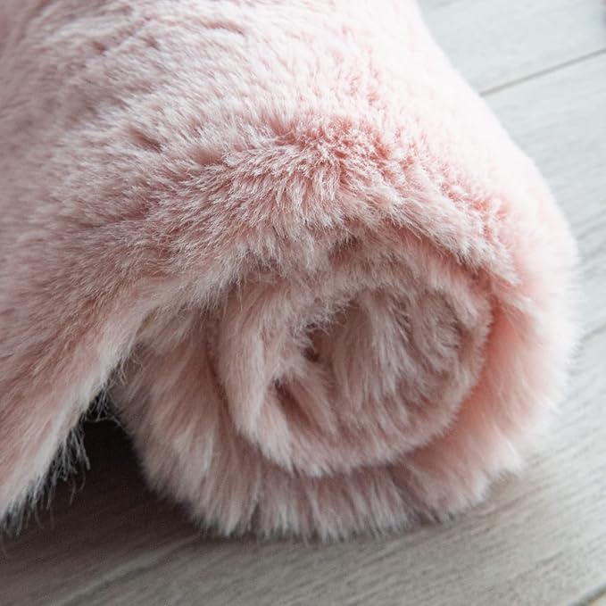 Pink Boho Round Rugs 8ft Large Fluffy Machine Washable Fuzzy Fur Area Rugs for Living Room Plush Circle Sheepskin Rugs for Bedroom Nursery Rug