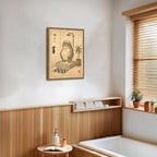 Funny Japanese Frog Bathroom Wall Art Whimsical Frog Shower Wall Decor 16x24 inch Wood Framed, Eclectic Japan Animal Bathroom Poster Painting Canvas Prints Aesthetics