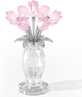 Movdyka Glass Rose Flower Pink Roses Bouquet Home Decor Crystal for Mom Wife Collectible Blown Glass Figurines Desk Ornaments Wedding Decor Romantic Gifts for Women