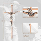 ACHIBANG 2 Pack Crucifix Wall Cross – Gold & Copper Catholic Jesus Crosses for Wall, 10" Metal Crucifix Decor for Blessing & Protection