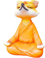 Orange Resin Meditating Fox Statue, Zen Yoga Figurine, Feng Shui Decor for Desktop Bookshelf Indoor Outdoor Plants Home Garden, Spiritual Gifts for Yoga & Meditation Lovers