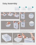 SONGMICS Shoe Boxes, Pack of 12 Shoe Storage Organizers, Stackable Clear Plastic Boxes for Closet, Sneakers, 13.1 x 9.1 x 5.6 Inches, Transparent and White ULSP12SWT