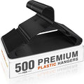 HOUSE DAY 500 Pack Plastic Clothes Hangers, Commercial Bulk Shipment for Business, Sturdy Durable Notched Hangers Ideal for Retail Dry Cleaners Warehouses, Save Cost & Warehouse Space - Black
