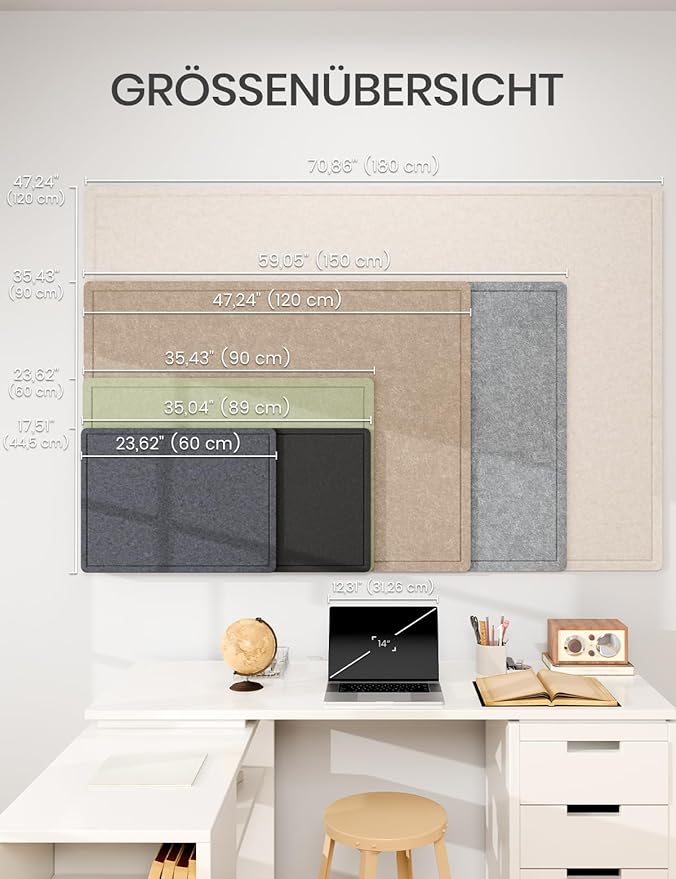 Fluxynara Large Bulletin Board, 59" x 35.4" Cork Board Alternative with 24 Safe Removable Adhesive Tabs, Foldable Felt Pin Board for Home Office, Classroom, Bedroom,Entryway for Walls—Oatmeal