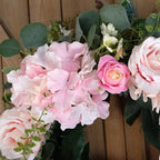 Artificial Pink Rose Wreath - 20 Inch Front Door Wreath with Hydrangea Leaves for Spring, Valentine's, Mother's Day, Wedding & Home Decor