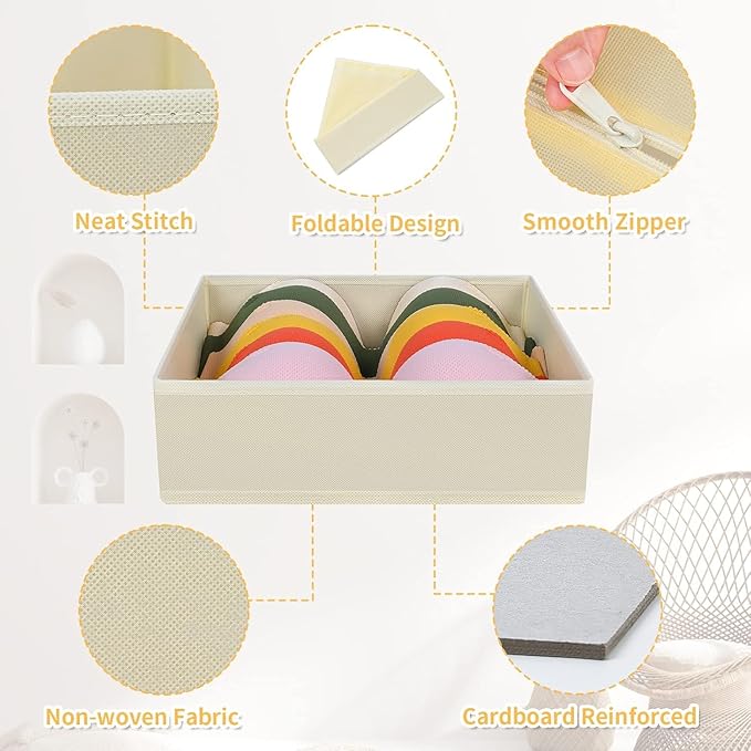 DIMJ Drawer Organizer Clothes, 24 Pack Dresser Organizer, Foldable Closet Organizers and Storage, Fabric Dresser Drawer Organizers, Drawer Dividers for Nursery, Baby Clothes, Underwears, Sock