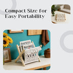 Woven Magazine Rack & Boho Basket Foldable Living Room & Bedroom Storage & Decor 2-in-1