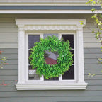 U'Artlines 17inch Front Door Wreaths Artificial Spring Summer Greenery Hanging Garland for Home Wedding Wall Window Decoration (17'inch Boxwood,1)
