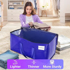 Moving Storage Bags, Moving Supplies Packing Boxes for Moving, Camping, College Dorm Room Essentials for Girls, Blue Tote Bags, Heavy-Duty Storage Bins With Lids And Zippers, 93L 6 Pack