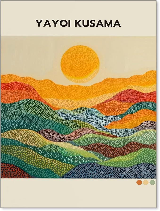Yayoi Kusama1986 Wall Art Japanese Gallery Exhibition Wall Decor Yayoi Kusama Poster Abstract Landscape Canvas Print for Japanese Home Bedroom Decorations Artwork12x16in Unframed