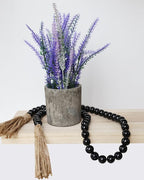 Boho Decor Wood Beads Garland Farmhouse Wall Hanging Decorations Natural Wooden Bead Tassel Decorative for Coffee Table Christmas and Prayer (Black, 39")