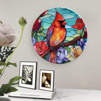 Decorative Plates for Home Decor, Winter Bird Stained Glass Design Decor Tray for Table Display, Ceramic Dinner Plate W/Stand, Living Room Dining Room Decor, Gifts for Loss of Loved, 8 Inch