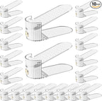 Adjustable Slot Organizer for Pairs of Shoes, Space Saver, Double Deck Riser Rack, Closet Organizer (Clear, 20 Pack)