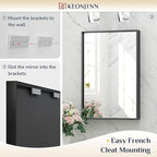Keonjinn Black Bathroom Mirror 22 x 30 Inch, Brushed Black Framed Mirror for Over Sink, Rectangle Wall Vanity Mirrors with Square Corner, Alumium Frame, Modern Farmhouse Style