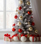 Emopeak 12Pcs Christmas Balls Ornaments for Xmas Christmas Tree - 4 Style Shatterproof Christmas Tree Decorations Hanging Ball for Holiday Wedding Party Decoration (Red, 3.2"/8CM)