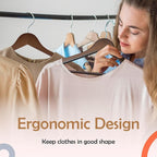 ELONG HOME Solid Wooden Hangers 30 Pack, Wood Suit Hangers with Extra Smooth Finish, Precisely Cut Notches & Chrome Swivel Hook, Wooden Clothes Hangers for Shirt Coat Jacket Dress