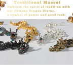 LIYAOLI 5 Pcs Large Metal 3D Printed Articulated Chinese Dragon Figurine Statue Bookshelf Decor 15 Inch Flexible Joints Luck Dragon for Home Office Desk Decoration