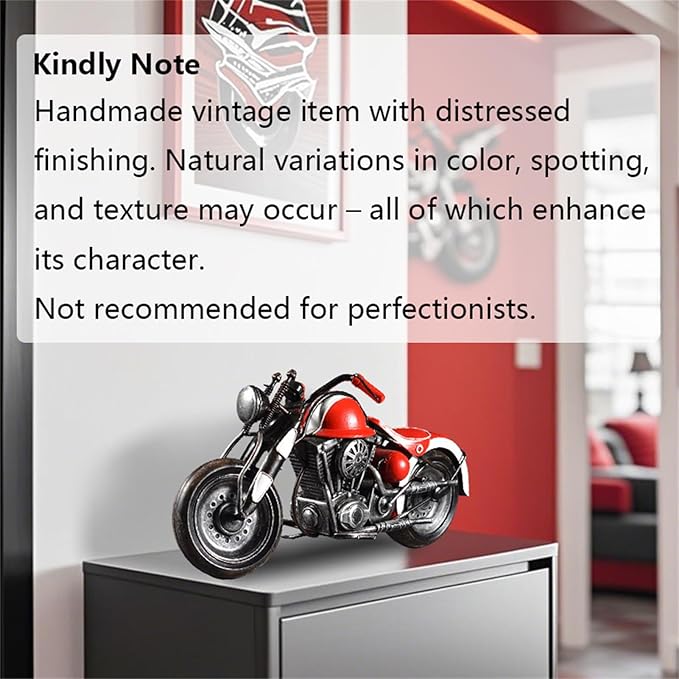 Vintage Motorcycle Model Decorative Collectible - Handmade Retro Iron Motorcycle Figurine Decor Art for Vintage Home Office Decor