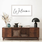 Retro Style Positive Saying Wood Sign with Religious Quotes Welcome White Frame Wooden Plaque for Bathroom Farmhouse Cottage Garden Yard Porch Cafe Bar Wall Decor Birthday Housewarming Gift 12x22in