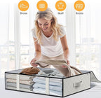 StorageRight Under Bed Storage Bags 2 Pack, 40L Large Clothes & Comforter Storage Containers with Clear Window, Breathable Fabric Organizer for Blankets, Bedding, Seasonal Clothing, White