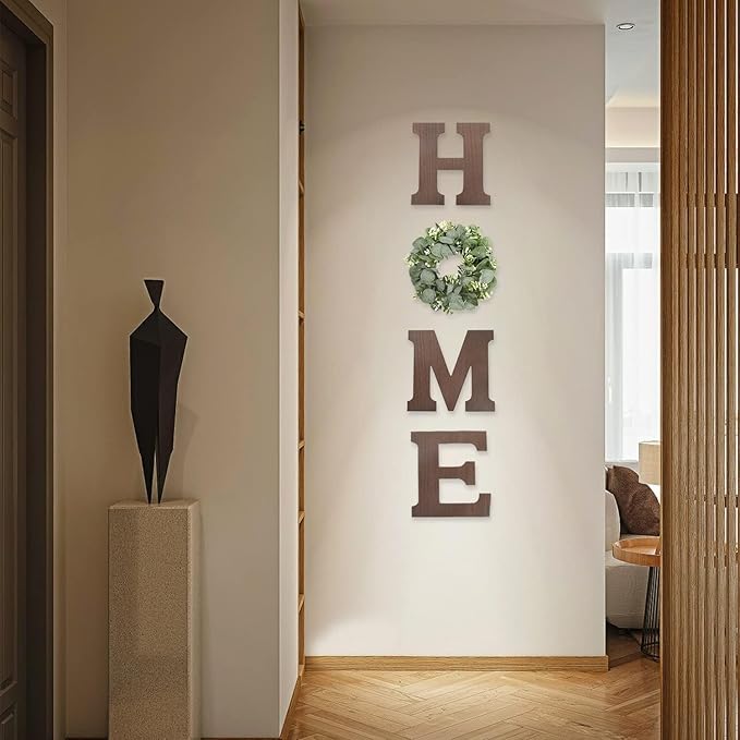 Pinkpum Wood Home Sign Hanging Farmhouse Wall House Decor Wood Home Letters for Wall Art Rustic Decor, Home Wall Decor for Living Room Kitchen Entryway Dining Room Hallway Housewarming Gift Brown L