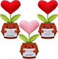 Wavwavw 3 Pack Teacher Appreciation Gift Positive Flower Handmade Crochet Doll Thank You for Helping Me Grow Gifts Back to School Gifts for Women Teacher(Heart)