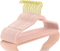 MIZGI Premium Velvet Hangers Pack 60 Pcs Heavyduty - Non Slip Slimline - Velvet Suit Hangers Blush Pink - Gold Hooks,Space Saving Clothes Hangers