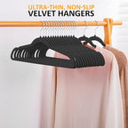 ELONG HOME Velvet Hangers, 50 Pack Black Slim Felt Hangers with 360 Swivel Hook, Non-Slip, Heavy Duty for Coats, Pants & Dresses