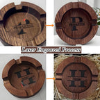 Personalized Name Walnut Cigar Ash Tray for Men Custom Wooden Cigar Ashtray Monogramed Men Ashtray Gifts for Father's Day Husband Fathers Groomsmen Papa Grandpa (Retro Tray)