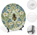 Home Decorations Plates Ceramic, William Morris Flowers And Bees Customize Christmas Gifts Ceramic Dinner Plates for Art Decoration Table Festival Decor, with 1 Display Stand