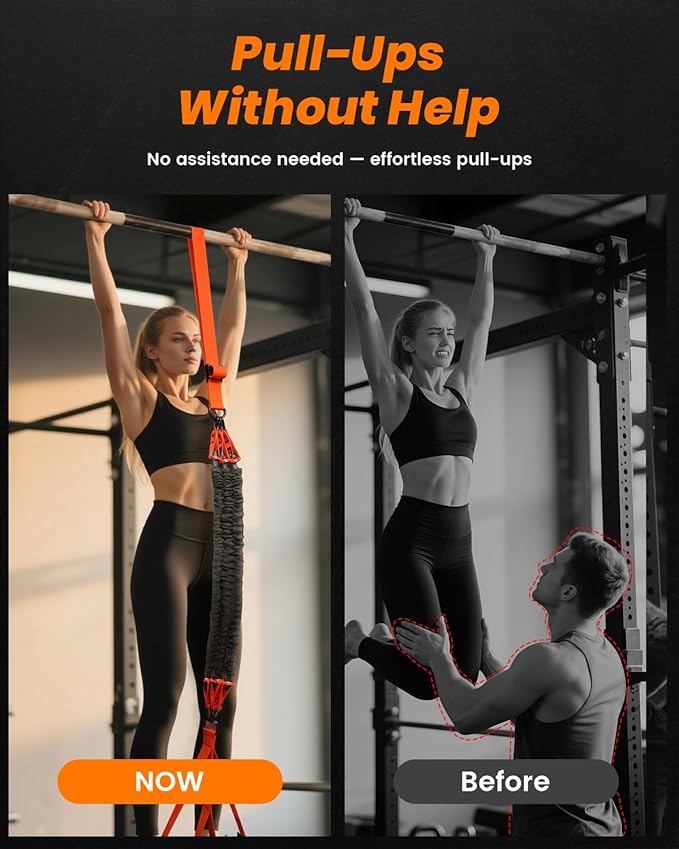 Pull Up Assistance Bands, Adjustable Heavy Duty Resistance Band for Pull Up Bar, Pull Up Assist Bands with Feet Rest for Strength Training, Home Fitness Workout Equipment, Height Adjustable