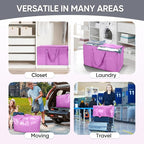 TICONN 2 Pack Extra Large Moving Bags Heavy Duty with Zippers & Carrying Handles, Durable Storage Bags Moving Boxes for Closet Organizers and Storage (2 Pack, Pink)