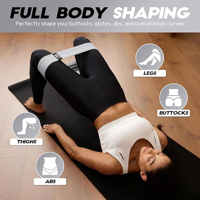 Resistance Bands for Working Out with Guide, 4 Workout Bands for Women & Men, Fabric Exercise Bands for Legs, Hip, Glute, Butt, Booty Bands Set for Yoga, Pilates, Strength