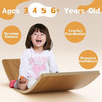 Gentle Monster Wobble Balance Board, Wooden Montessori Toy Rocker Board Natural Wood Kids Toddler Open Ended Learning Toy Yoga Curvy Board for Adult Office Classroom Christmas Gifts
