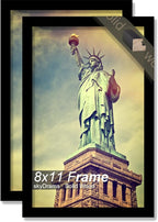 100% Solid Wood 8x11 Picture Frame Set of 2, Black Frame for 8 x 11 Inch Picture Poster Photo, Light Weight 8 by 11 HQ Matte Black Frame for Wall - 2 Pack/Black/8"x11"